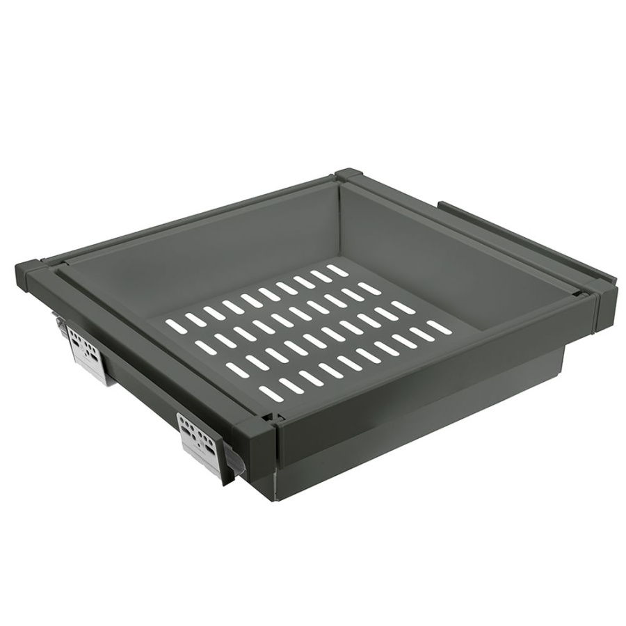 Корзина для белья в шкаф на 600мм, 485х530х120мм, полное выдвижение, с доводчиком, графит