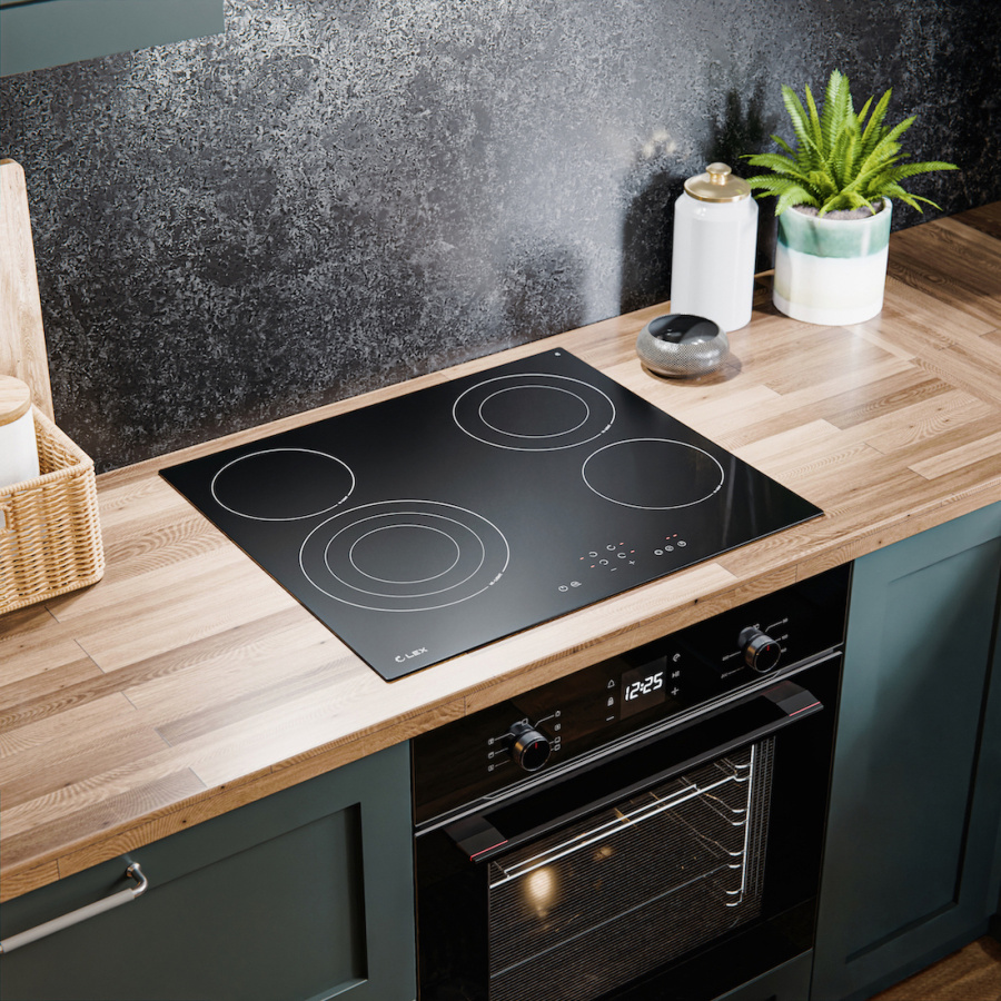 Варочная панель EVH 642B BL, 60см, стеклокерамика, черный, Lex