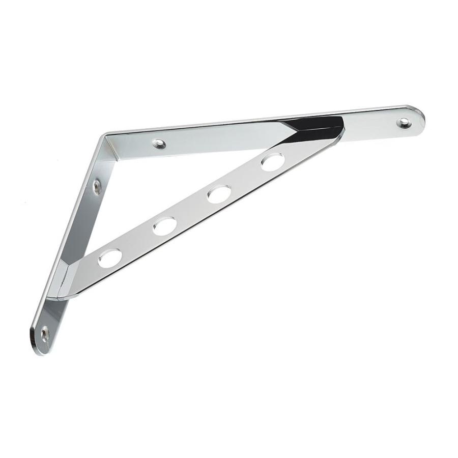 Полкодержатель стальной, укрепленный, с отверстиями, 30кг на пару, хром, GTV