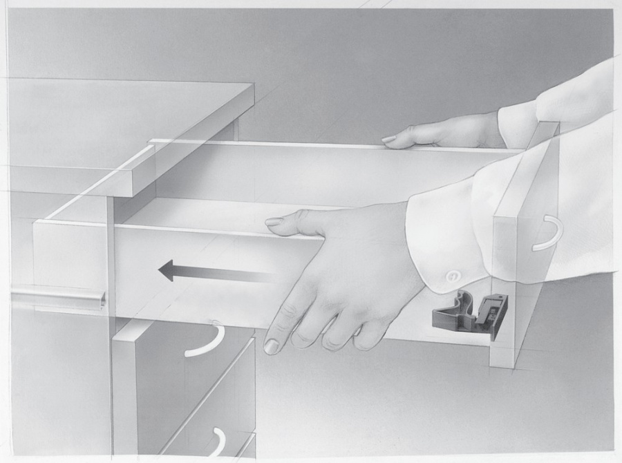 Направляющая Quadro V6 30 Silent System, 30 кг, NL550, полн выдв, надвиж монтажа, EB20, правая