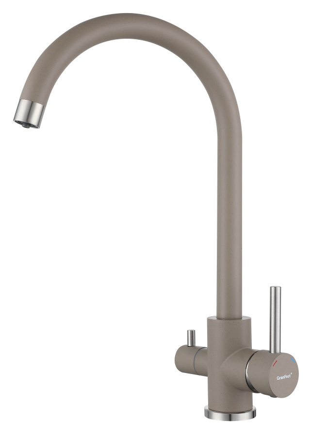 Смеситель GranFest Quarz Z-5420, с краном питьевой воды, песочный