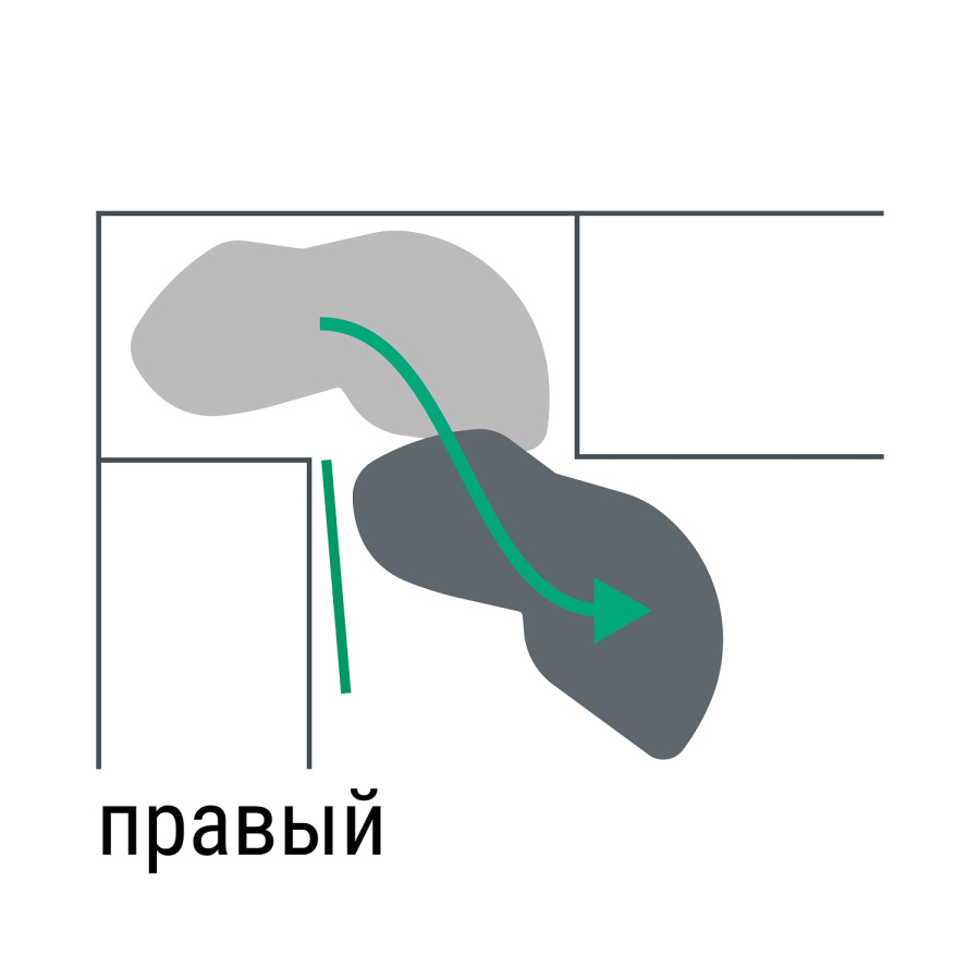 Механизм Леманс 600мм в угловой шкаф, 2 полки, H 720-900мм, правый, хром, Kessebohmer
