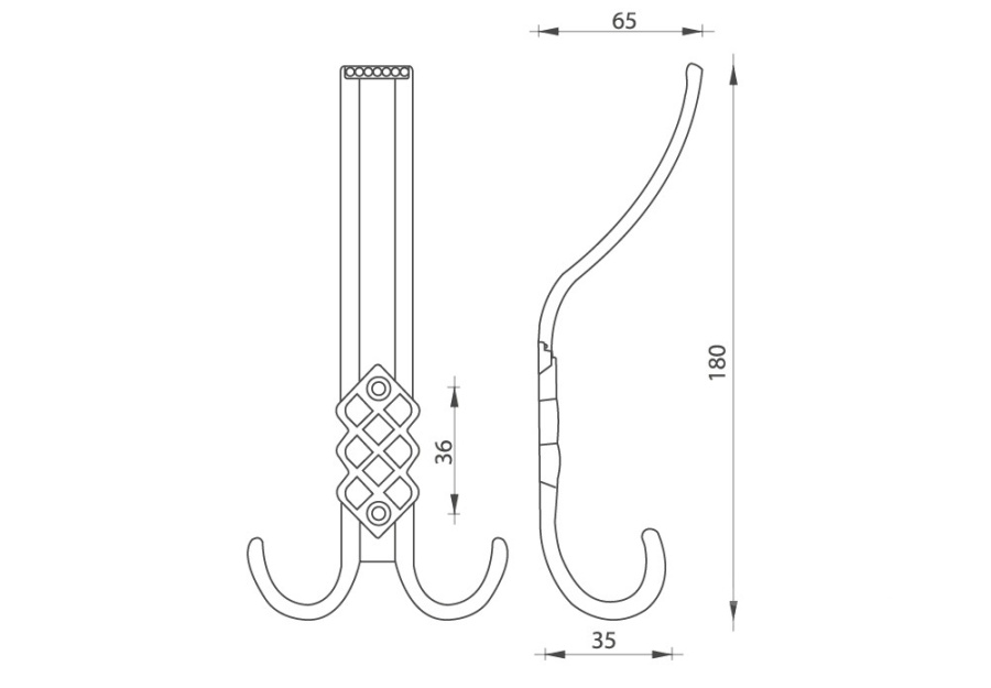 Крючок, 584, трехрожковый, металл, бронза
