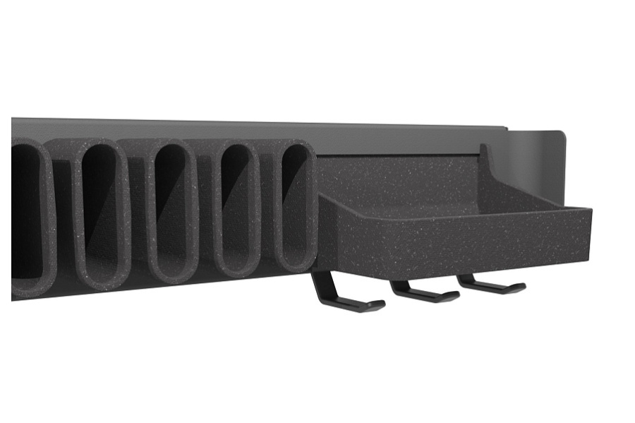 Вешалка для галстуков и ремней Конеро, 450мм, D 475 мм, выдвиж, с полкой, черный, Kessebohmer