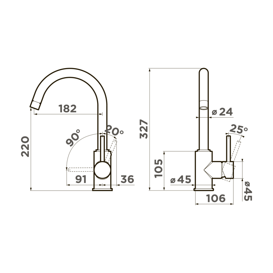 Смеситель Shinagawa-LG, латунь, светлое золото
