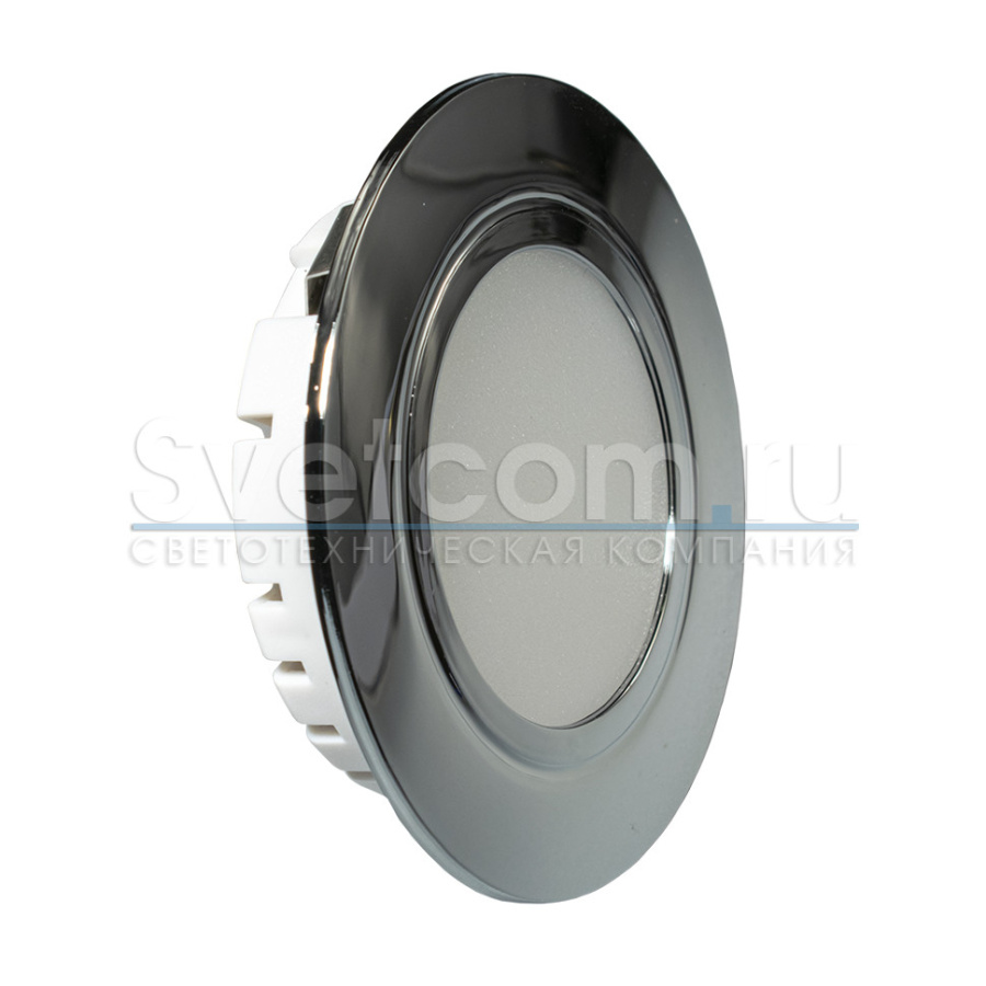 Светильник врезной LED Polus-E, ≈220V/3.2W/130Lm/3000K/120°, Ø70мм, бел.корп., хром