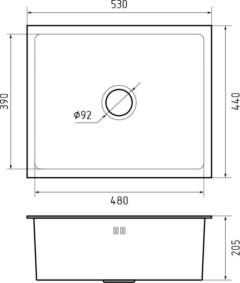 Мойка GranFest METAL 5344, 530х440 мм, нерж. сталь