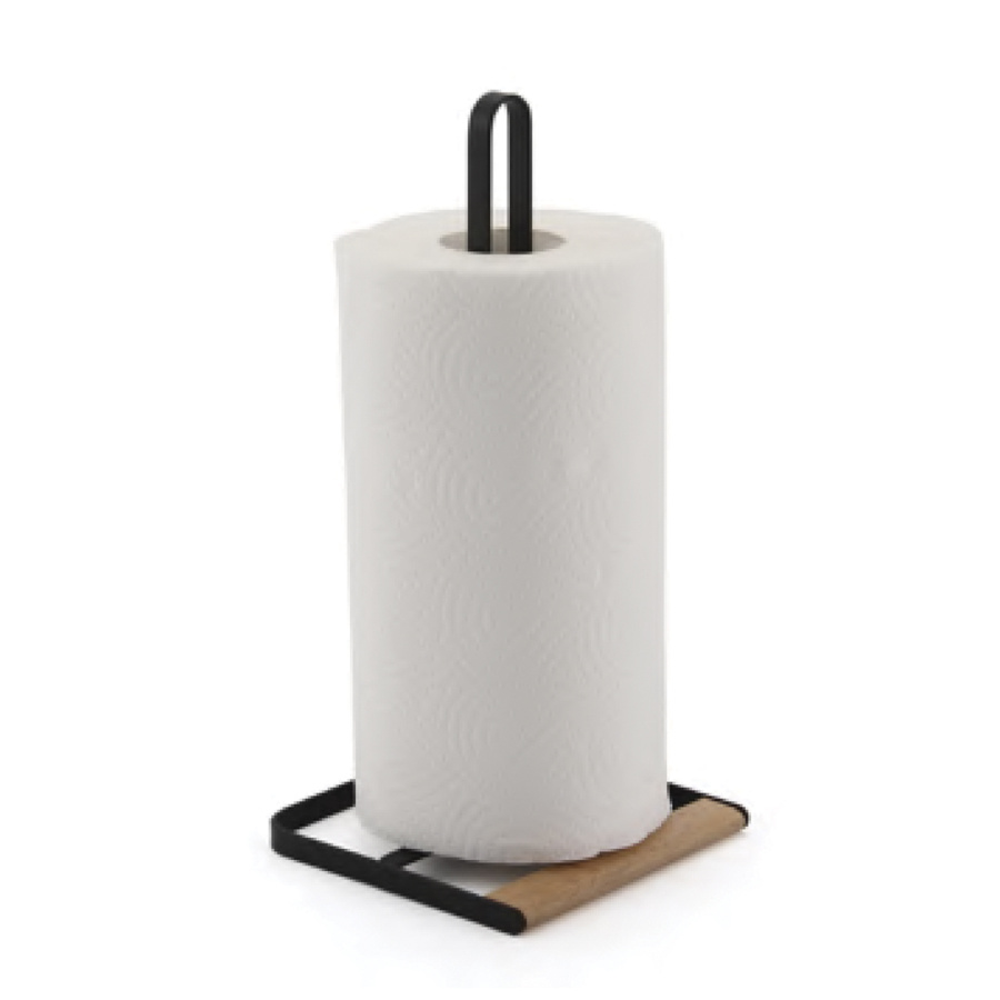 Держатель бумажных полотенец, 130х130х280мм, металл/дерево, черный матовый
