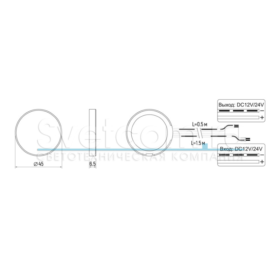 Выключатель емкостный накладной на касание через преграду ≤60мм, 12-24В/60-100Вт, шнур 1,5м, черный