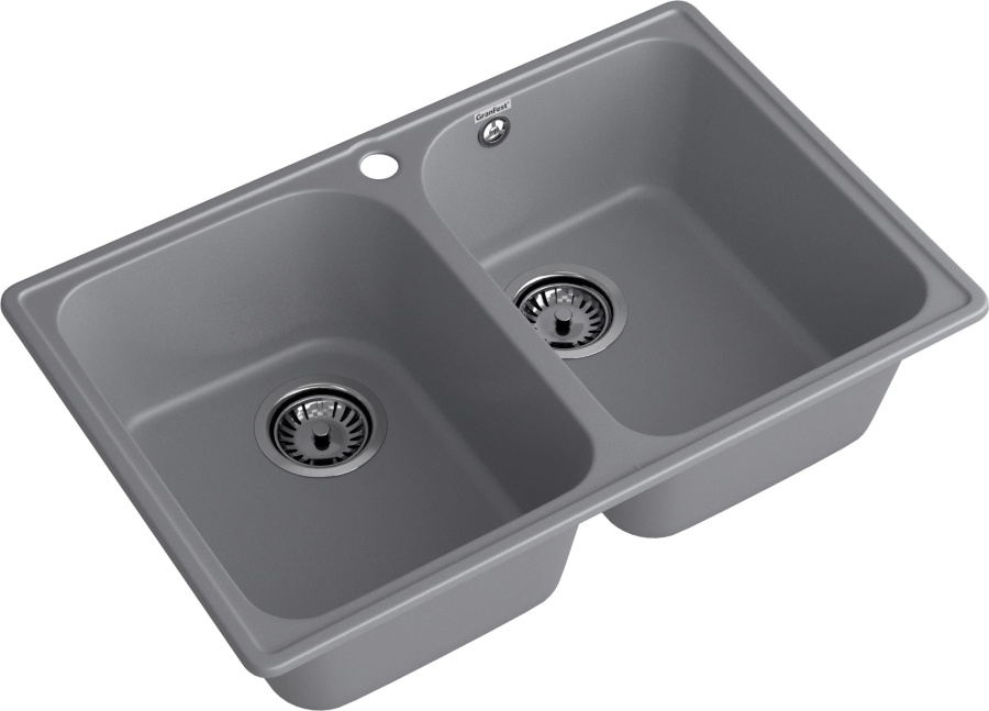 Мойка GranFest QUARZ 15, 737х478 мм, темно-серый (прямоугольная, 2 чаши, без сифона)