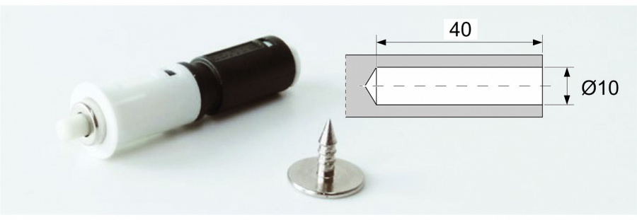 Толкатель Push Open с магнитом, врезной, ФриЛайт, пластик, Kessebohmer