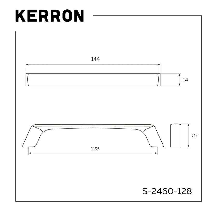 Ручка-скоба, 2460, 128мм, металл, черный матовый