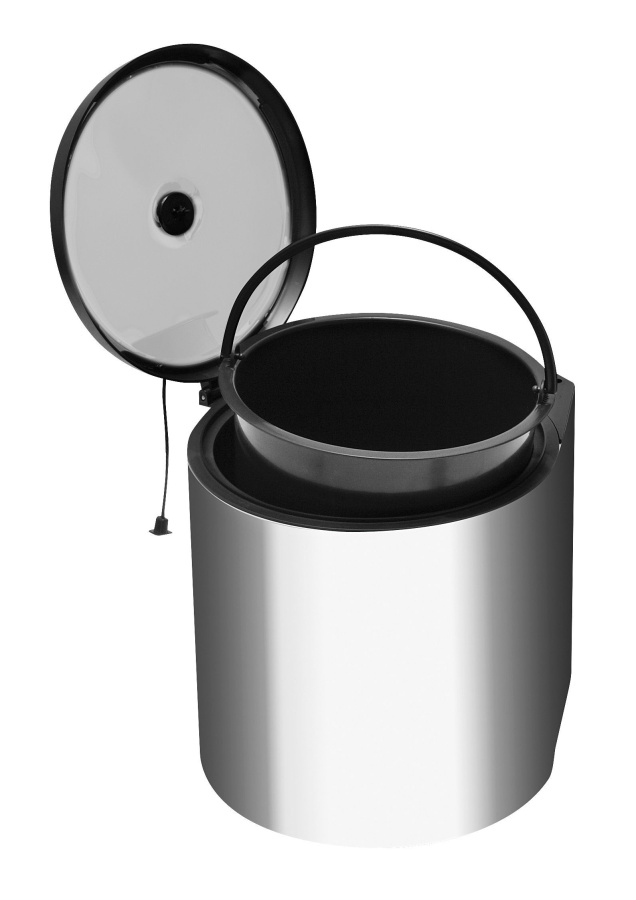 Контейнер для мусора CIRCA, 11л, 270х290х295мм, в шкаф на 400мм, нерж. сталь/пластик, серый, GTV