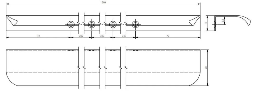 Ручка торцевая, HEXA, L=1200мм, металл, черный матовый, GTV