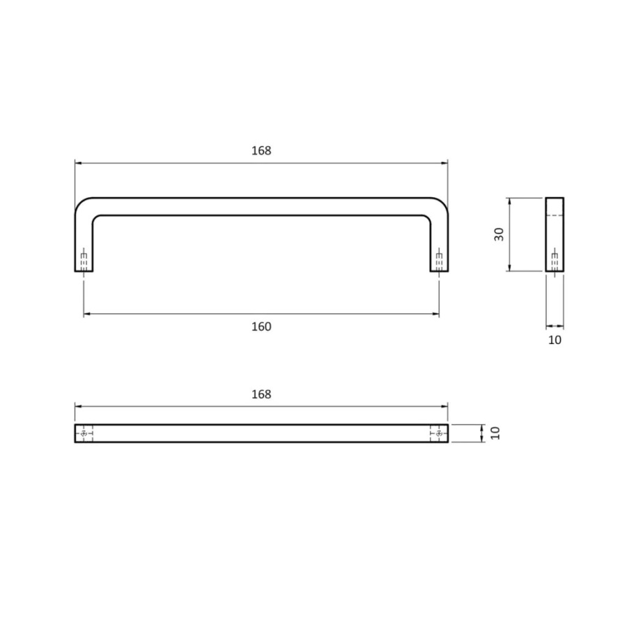 Ручка-скоба, Hexagon, 11.4180.29, 160мм, металл, полуглянцевая нержавеющая сталь