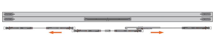 Система мягкого закрывания на 3 двери для шкафов-купе, с нижними роликами