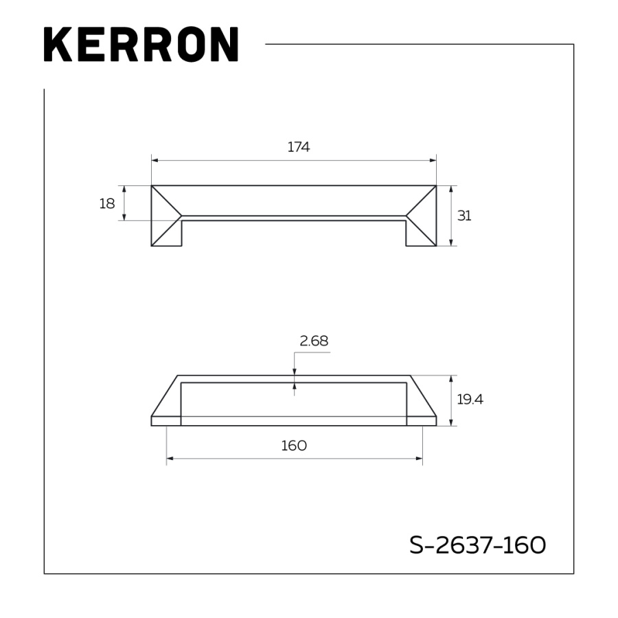 Ручка-скоба, 2637, 160мм, металл, черный матовый