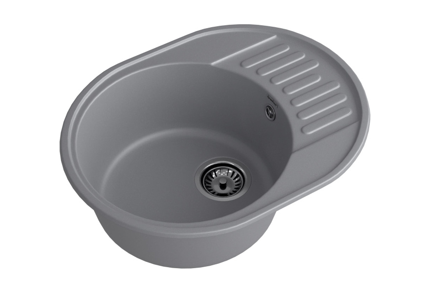 Мойка GranFest QUARZ 58, 617х480 мм, темно-серый (овальная, без сифона)