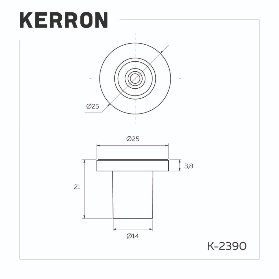 Ручка-кнопка, K-2390 BL, 25х25х21мм, металл, черный матовый