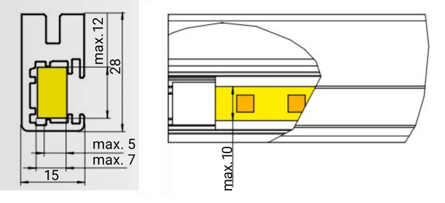 Штанга прямоугольная Конеро, с профилем для светодиодной ленты, W 920 мм, черный, Kessebohmer