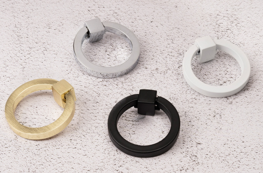 Ручка-кольцо, 121, d=50мм, металл, белый