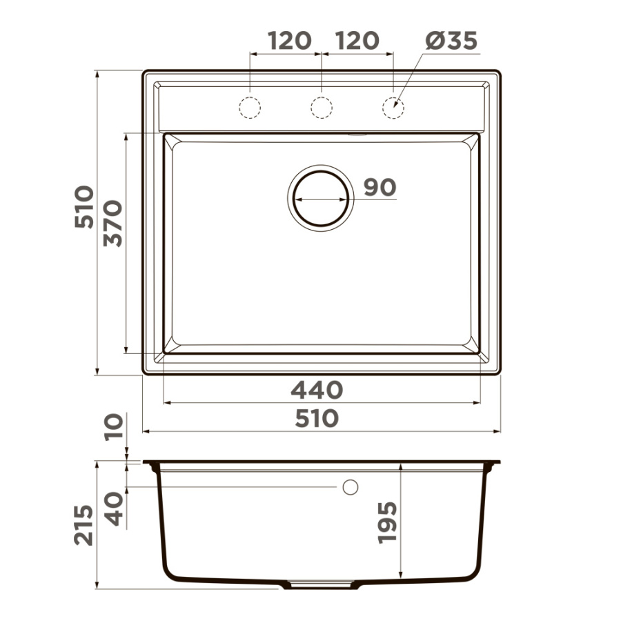 Мойка Daisen 51-BL, Artgranit/черный
