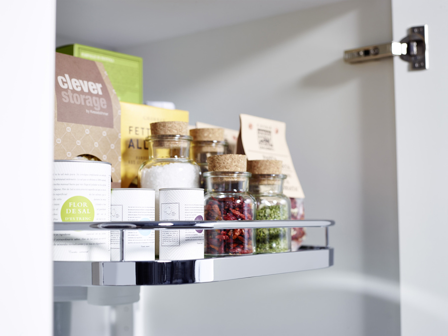 Карусель c 2 полками ТорнМоушн, дно серое, антислип, в шкаф на 600мм, хром, Kessebohmer