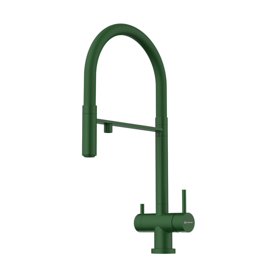 Смеситель Kanto-RG, латунь, royal green матовый/зеленый гибкий шланг