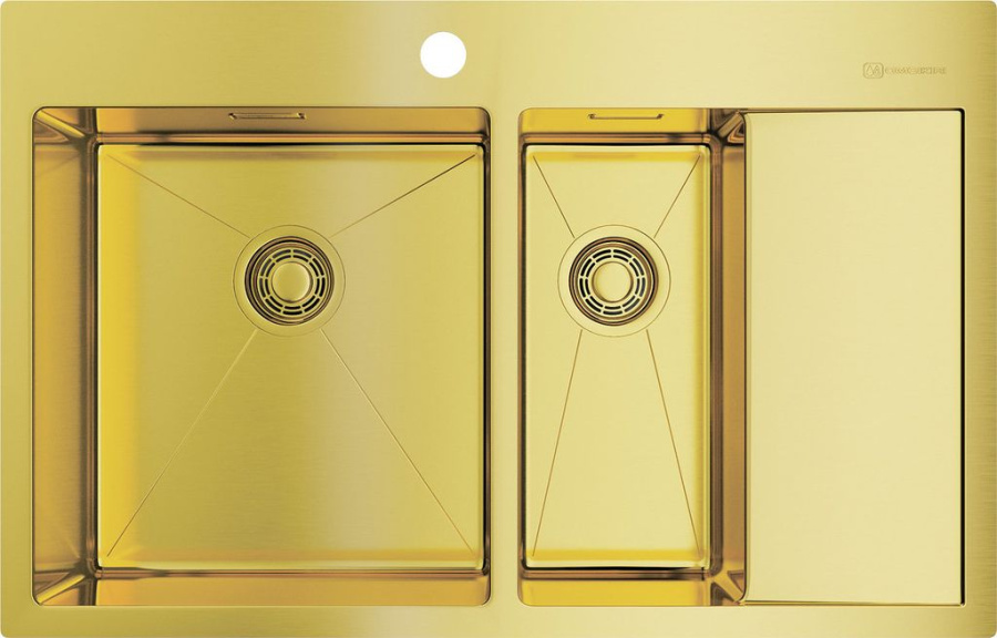 Мойка Akisame 78-2-LG-L, нержавеющая сталь, светлое золото  