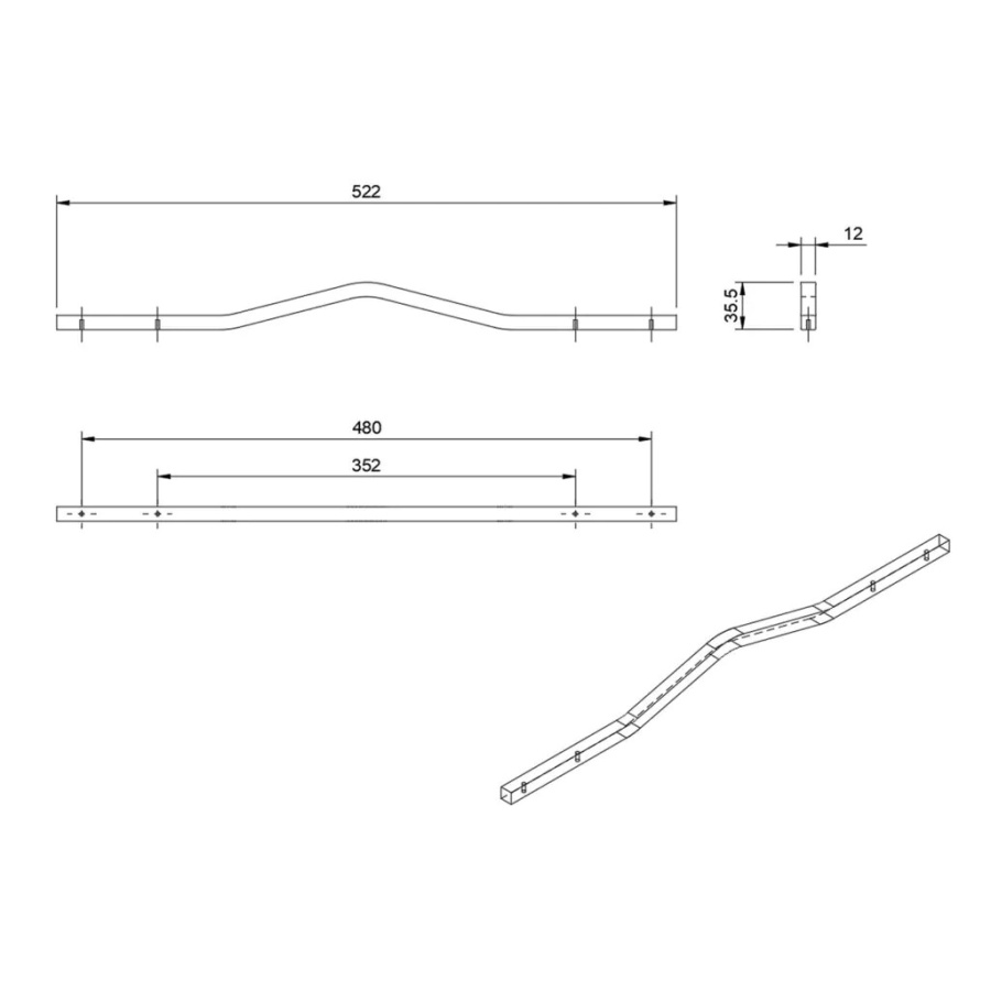 Ручка-скоба, C-5769-522/352.A1, Apro, 352/522мм, металл, анодированный алюминий, Nomet