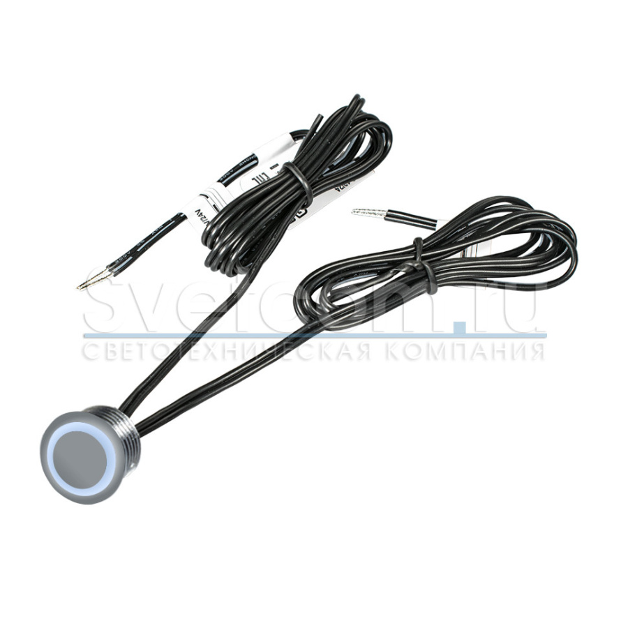 Выключатель врезной на касание с диммером, Ø20мм, 12-24В/60-100Вт, шнур 1м, хром, DKs-3