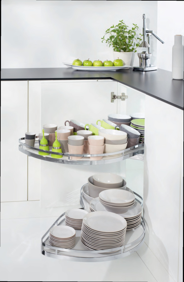 Механизм Леманс 400мм в угловой шкаф, 2 полки, H 600-750мм, правый, хром, Kessebohmer