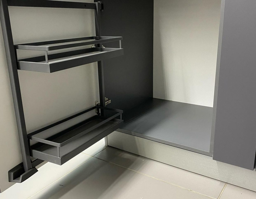 Стеллаж выкатной Тандем Сайд, 5 полок, 450х1700мм, в базу на 450мм, антрацит, Kessebohmer