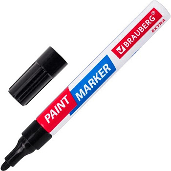 Маркер-краска лаковый, 4 мм, черный, Brauberg