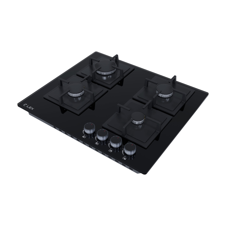 Варочная панель газовая GVG 644A BBL, 60см, черное стекло, Lex