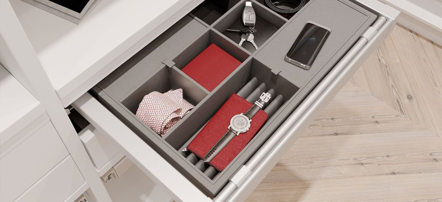 Корзина с органайзером в шкаф на 800мм, 485х760х85мм, полное выдвижение, с доводчиком, белая