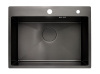 Мойка Онега 60, 600х450х220мм, нержавеющая сталь SUS 304, 2 отверстия, брашированный черный, HISSEN