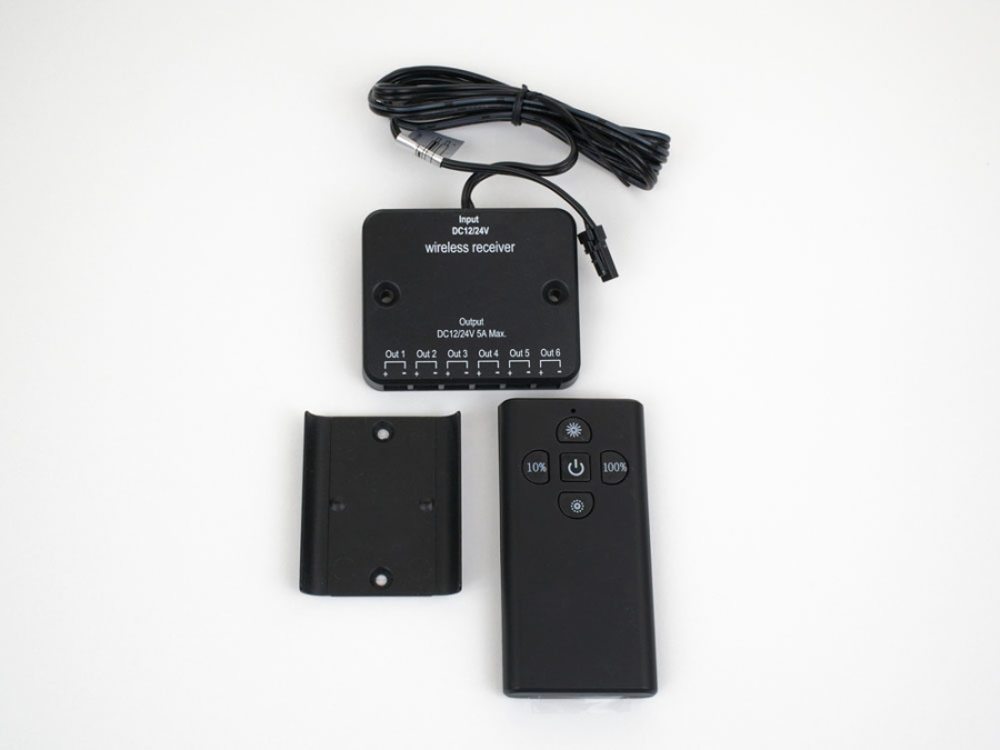Выключатель беспроводной с пультом, с диммером, 12/24V, 60/120W, пластик, черный