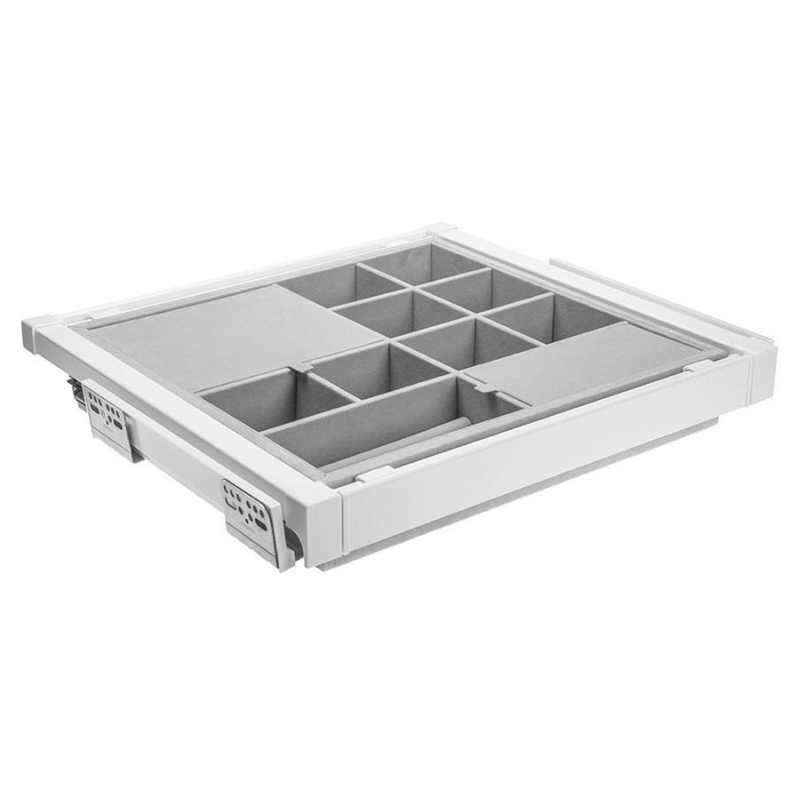 Корзина с органайзером в шкаф на 800мм, 485х760х85мм, полное выдвижение, с доводчиком, белая