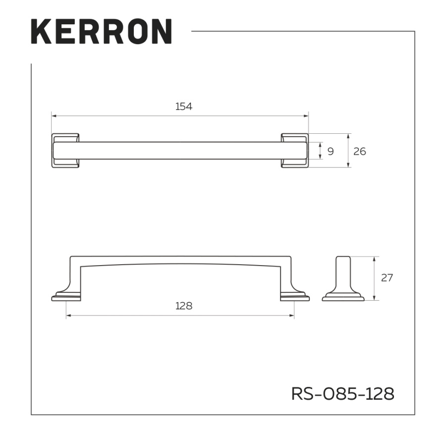 Ручка-скоба, 085, 128мм, металл, оксидированная бронза