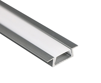 Профиль врезной 22х6х2000мм, лента ≤10мм, серый (диффузор полуматовый, заглушки), SP251