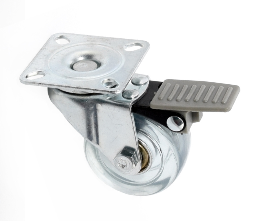 Опора колесная с площадкой, d=50мм, со стопором, прозрачный, до 35кг, h=64мм, CMF