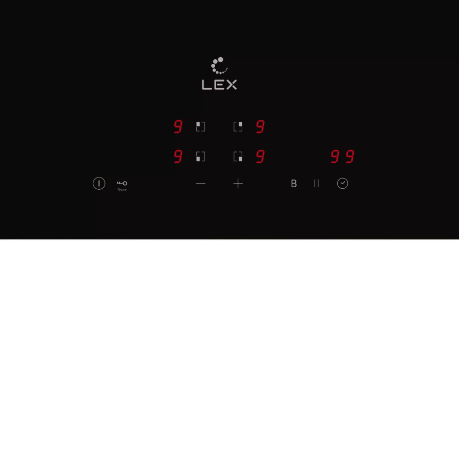 Варочная панель индукционная EVI 640A BL, 60 см, стеклокерамика, черный, Lex