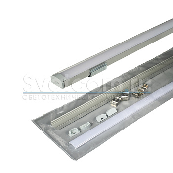 Профиль накладной 16х7х2000мм, лента ≤10мм, алюминий (диффузор, заглушки, крепеж), 1607L