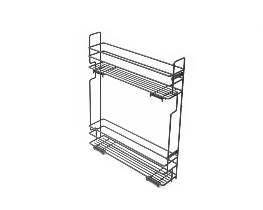 Корзина 150мм, 2 яруса, 100х450х530мм, боковое левое, направл.Hettich с доводчиком, графит, Россия