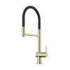 Смеситель Kanto-2 Plus-SB-LG-BL, латунь, светлое золото/черный гибкий шланг