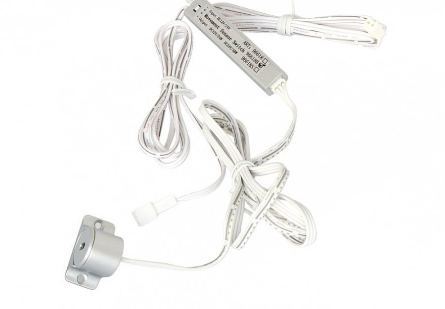 Выключатель ИК на взмах, с выносным сенсором, 12-24В/24-48Вт, врезной Ø16мм/накладной, хром матовый