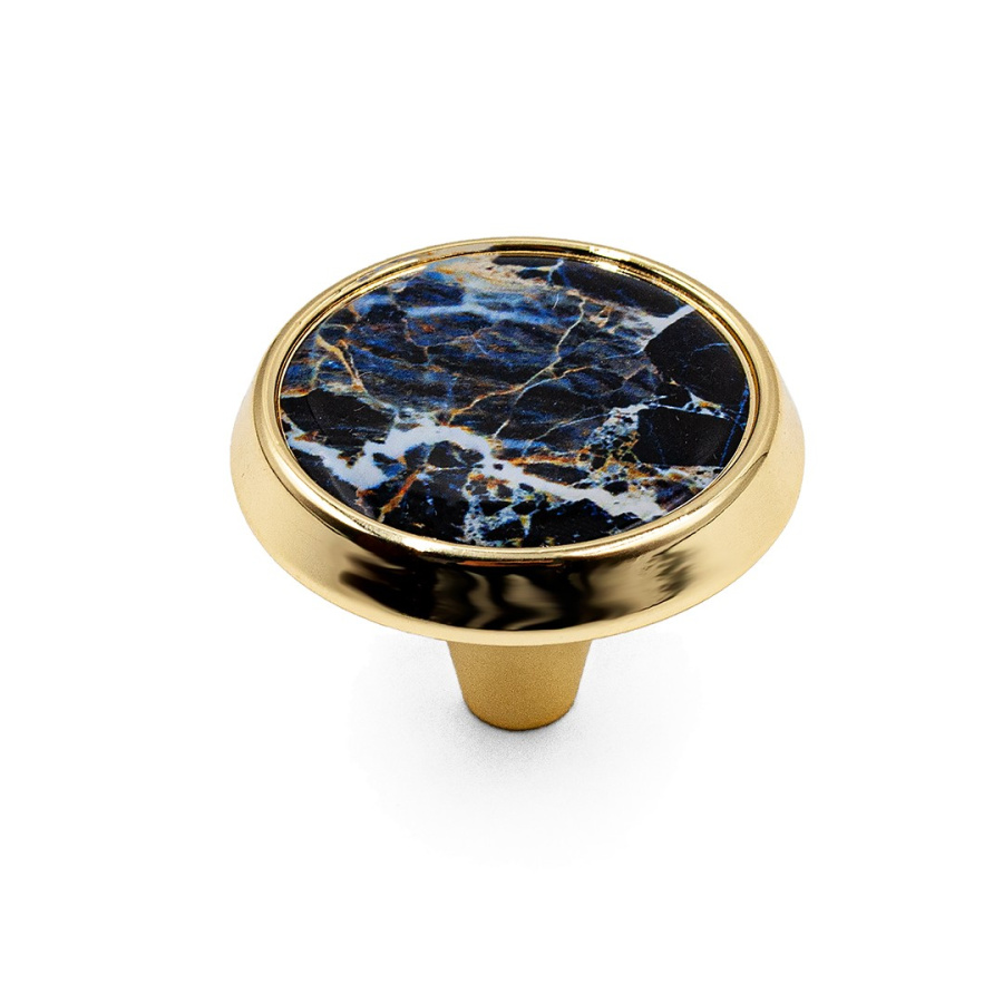 Ручка-кнопка, GU09-G3-V50, d=39мм, металл, латунь/темный декор, Gamet