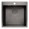 Мойка Онега 50, 500х500х220мм, нержавеющая сталь SUS 304, 1 отверстие, брашированный черный, HISSEN