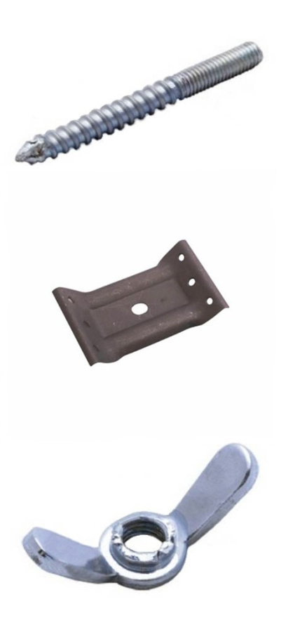 Стяжка для крепления ножки (с барашком), бобышка 002-01, ширина 7см, фосфатированные